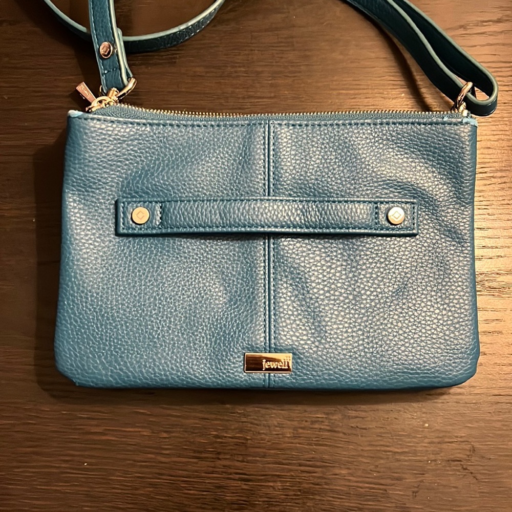 Jewel blue faux leather crossbody